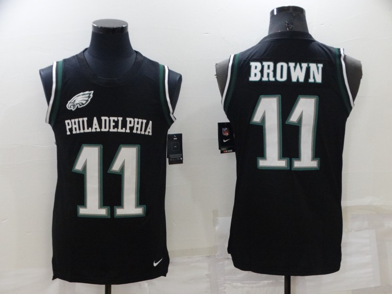 Men's Philadelphia Eagles #11 A. J. Brown Black Limited Tank Top Stitched Jersey - Click Image to Close