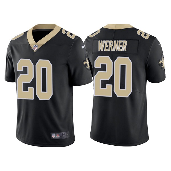 Men's New Orleans Saints #20 Pete Werner Black Vapor Limited Stitched Jersey - Click Image to Close