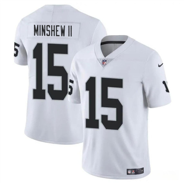 Men's Las Vegas Raiders #15 Gardner Minshew II White Vapor Football Stitched Jersey - Click Image to Close