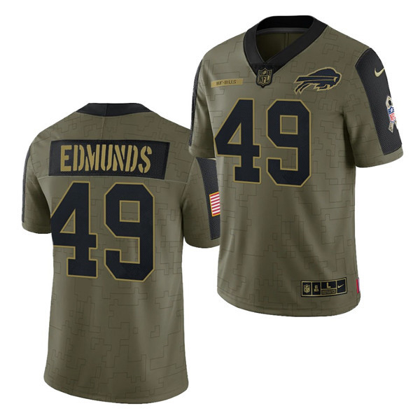 Men's Buffalo Bills #49 Tremaine Edmunds 2021 Olive Salute To Service Limited Stitched Jersey