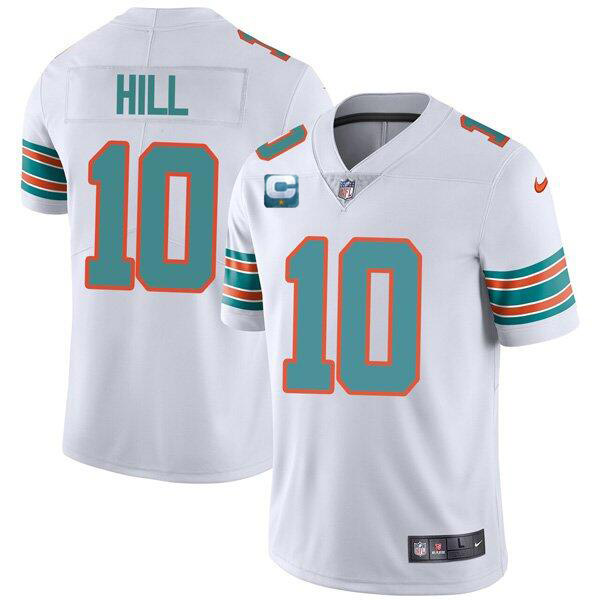 Men??s Miami Dolphins 2022 #10 Tyreek Hill White With 2-star C Patch Rush Color Stitched Football Jersey