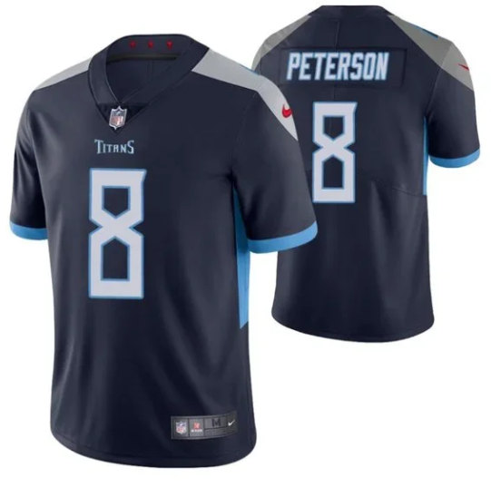 Men's Tennessee Titans #8 Adrian Peterson Navy Vapor Untouchable Stitched Jersey - Click Image to Close