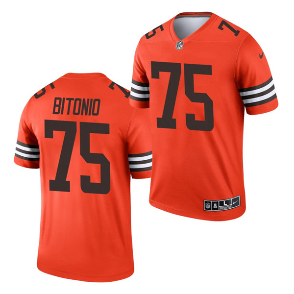 Men's Cleveland Browns #75 Joel Bitonio Orange 2021 Inverted Legend Jersey