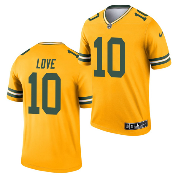 Men's Green Bay Packers #10 Jordan Gold 2021 Inverted Legend Stitched Jersey