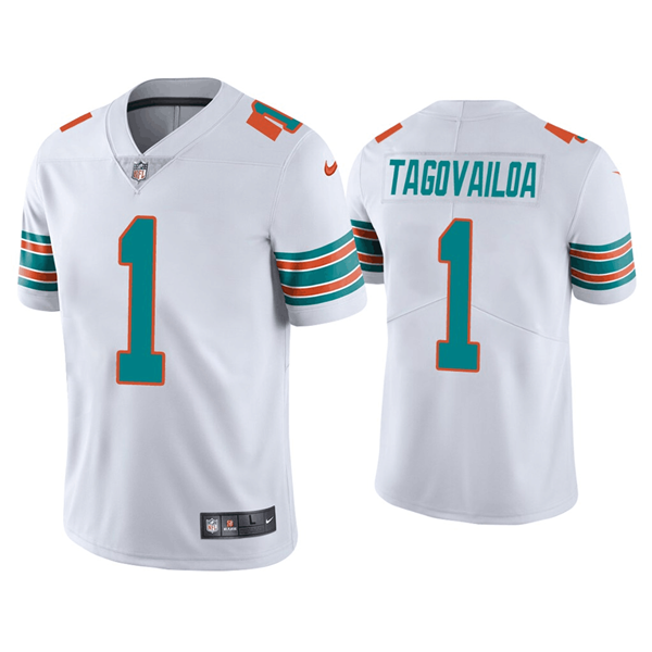 Men's Miami Dolphins #1 Tua Tagovailoa 2020 White Vapor Limited Stitched NFL Jersey