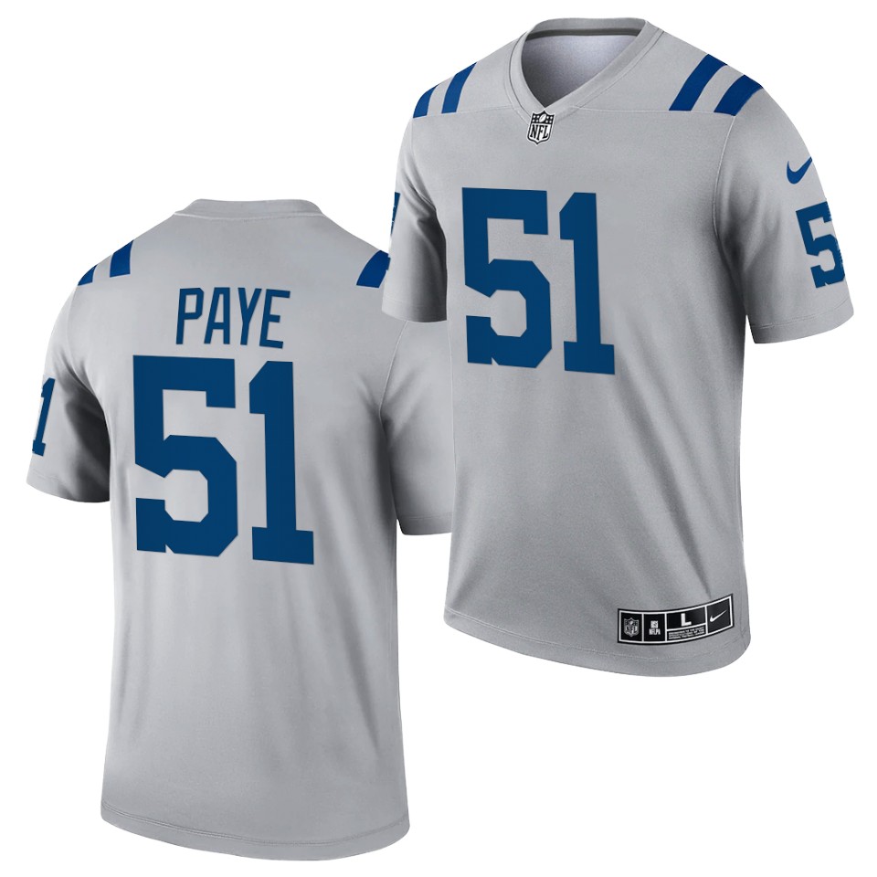 Men's Indianapolis Colts #51 Kwity Paye Gray 2021 Inverted Legend Stitched Jersey - Click Image to Close