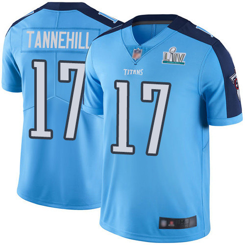 Men's Tennessee Titans #17 Ryan Tannehill Super Bowl LIV Light Blue With SuperBowl Patch Vapor Untouchable Limited Stitched NFL Jersey