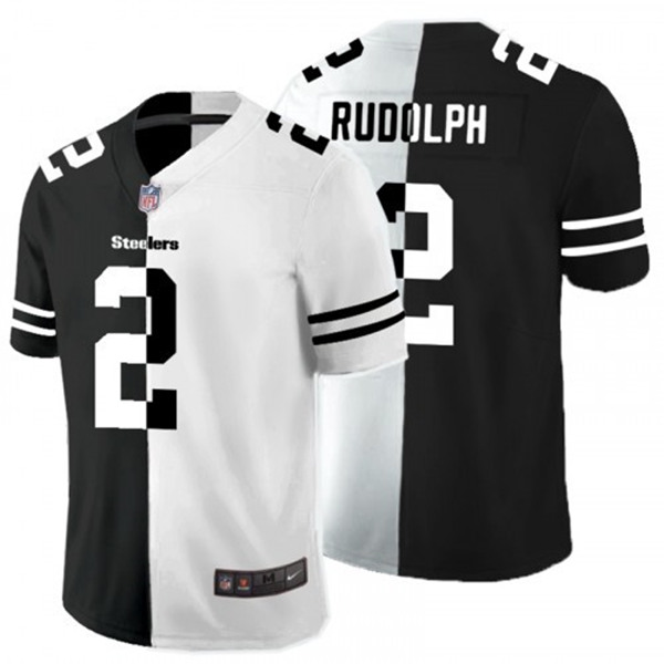 Men's Pittsburgh Steelers #2 Mason Rudolph Black White Split 2020 Stitched Jersey