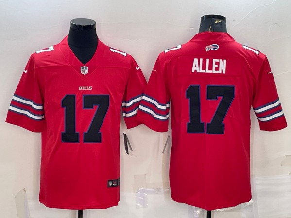 Men's Buffalo Bills #17 Josh Allen Red Black Stitched Football Jersey