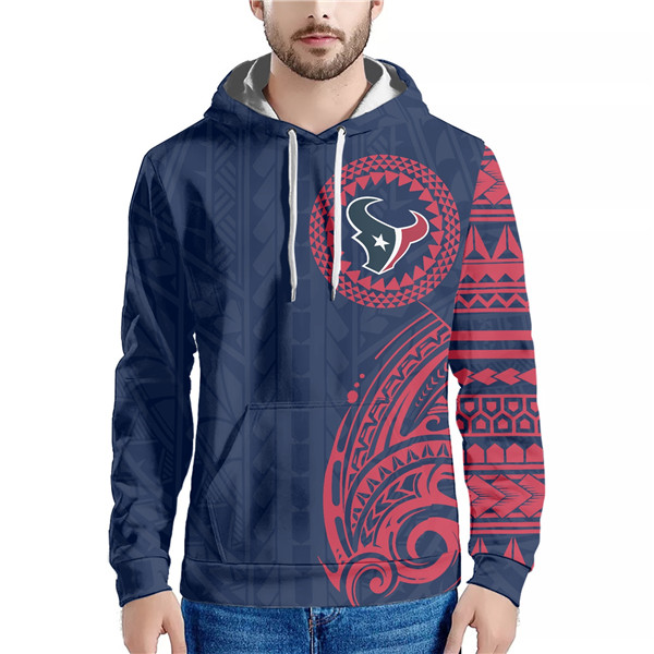 Men's Houston Texans Navy/Red Hoodie - Click Image to Close