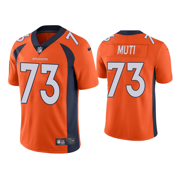 Men's Denver Broncos #73 Netane Muti Orange Vapor Untouchable Limited Stitched Jersey - Click Image to Close