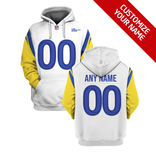 Los Angeles Rams Active Player Custom 2021 White Pullover Hoodie(Stitched number&name)