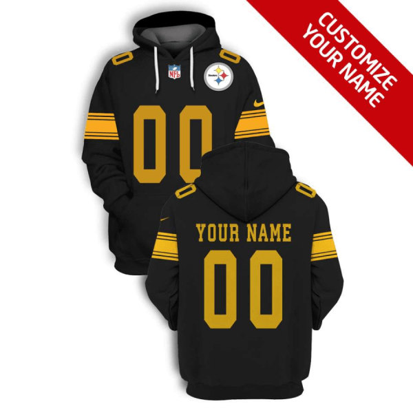 Pittsburgh Steelers Active Player Custom 2021 Black Pullover Hoodie(Stitched number&name)