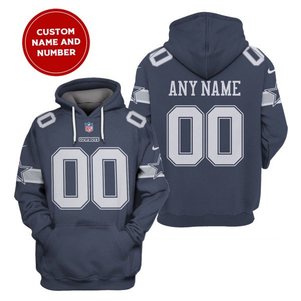 Dallas Cowboys Active Player Custom 2021 Navy Pullover Hoodie(Stitched number&name)