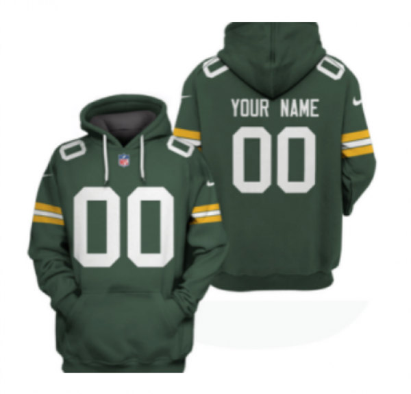 Green Bay Packers Active Player Custom 2021 Green Pullover Hoodie(Stitched number&name)