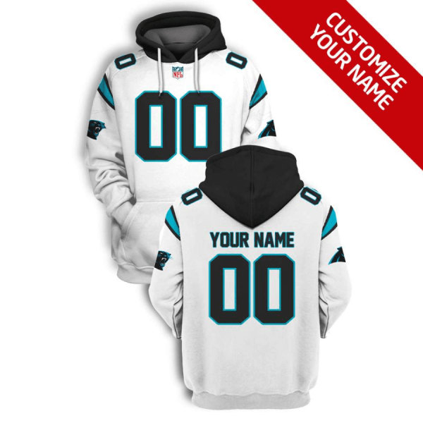 Carolina Panthers Active Player Custom 2021 White Pullover Hoodie(Stitched number&name)