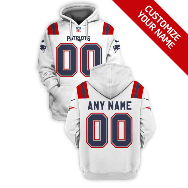 New England Patriots Active Player Custom 2021 White Pullover Hoodie(Stitched number&name)