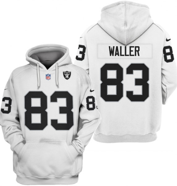 Men's Las Vegas Raiders #83 Darren Waller 2021 White Pullover Hoodie