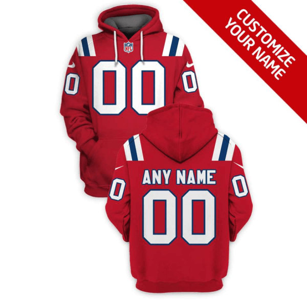 New England Patriots Active Player Custom 2021 Red Pullover Hoodie(Stitched number&name)