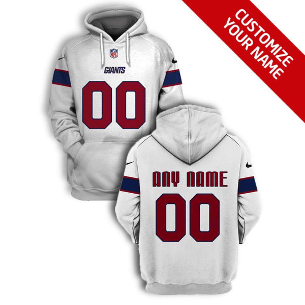 New York Giants Active Player Custom 2021 White Pullover Hoodie(Stitched number&name)