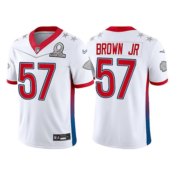 Men's Kansas City Chiefs #57 Orlando Brown Jr. 2022 White Pro Bowl Stitched Jersey - Click Image to Close