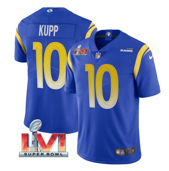 Men's Los Angeles Rams #10 Cooper Kupp Royal 2022 Super Bowl LVI Vapor Limited Stitched Jersey - Click Image to Close