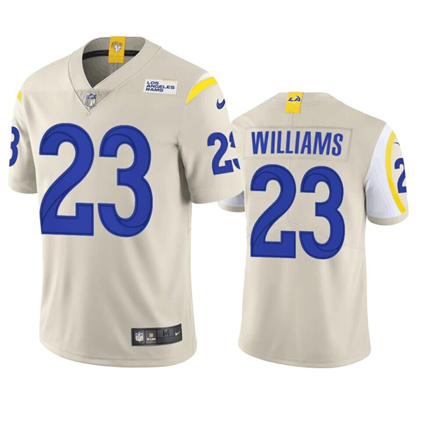 Men's Los Angeles Rams #23 Kyren Williams Bone Vapor Limited Football Stitched Jersey - Click Image to Close