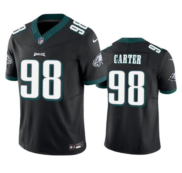 Men's Philadelphia Eagles #98 Jalen Carter Black 2023 F.U.S.E. Vapor Untouchable Football Stitched Jersey