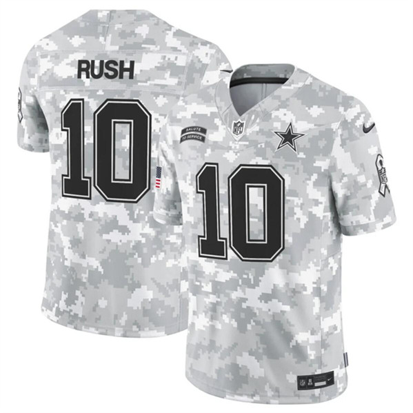 Men's Dallas Cowboys #10 Cooper Rush Arctic Camo 2024 F.U.S.E. Salute to Service Limited Football Stitched Jersey