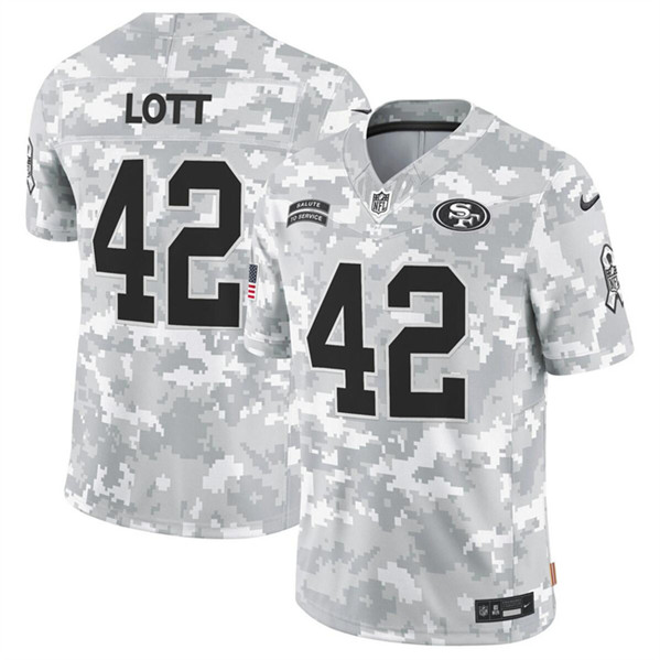 Men's San Francisco 49ers #42 Ronnie Lott 2024 F.U.S.E. Arctic Camo Salute to Service Limited Football Stitched Jersey