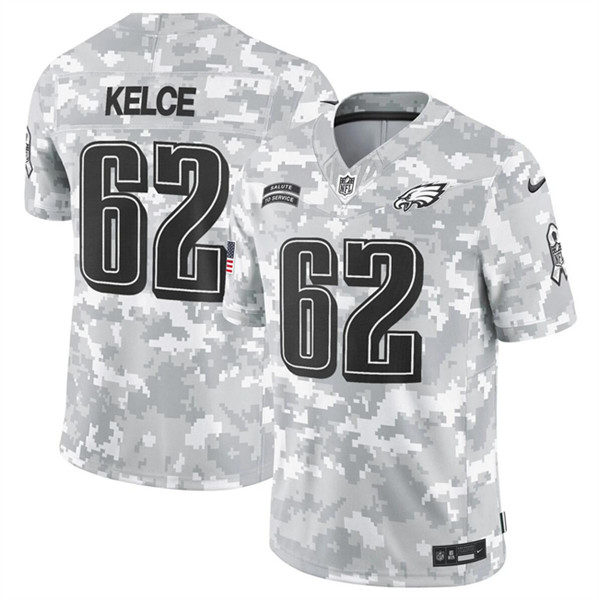 Men's Philadelphia Eagles #62 Jason Kelce 2024 F.U.S.E Arctic Camo Salute to Service Limited Football Stitched Jersey