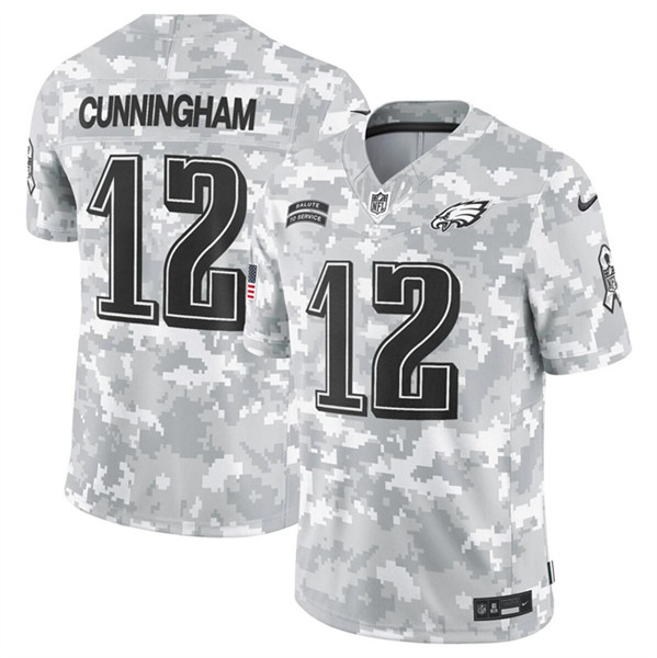 Men's Philadelphia Eagles #12 Randall Cunningham 2024 F.U.S.E Arctic Camo Salute to Service Limited Football Stitched Jersey