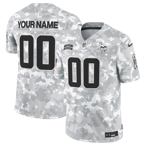 Men's Minnesota Vikings Active Player Custom 2024 F.U.S.E. Arctic Camo Salute to Service Limited Stitched Jersey