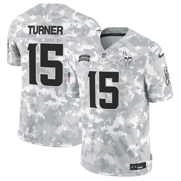 Men's Minnesota Vikings #15 Dallas Turner Arctic Camo 2024 F.U.S.E. Salute to Service Limited Football Stitched Jersey