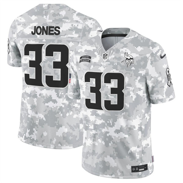 Men's Minnesota Vikings #33 Aaron Jones Arctic Camo 2024 F.U.S.E. Salute to Service Limited Football Stitched Jersey