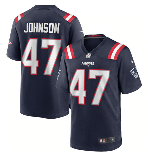 Men's New England Patriots #47 Jakob Johnson Navy Vapor Untouchable Limited Stitched Jersey - Click Image to Close