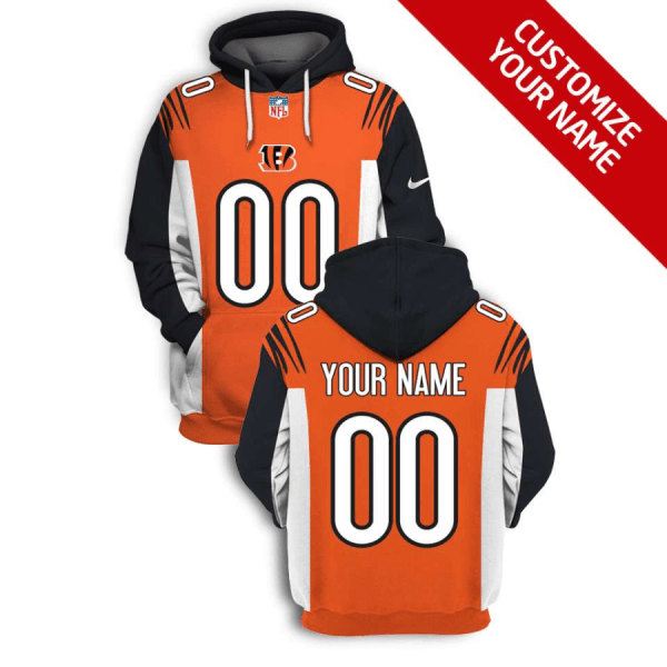 Cincinnati Bengals Active Player Custom 2021 Orange Pullover Hoodie(Stitched number&name)