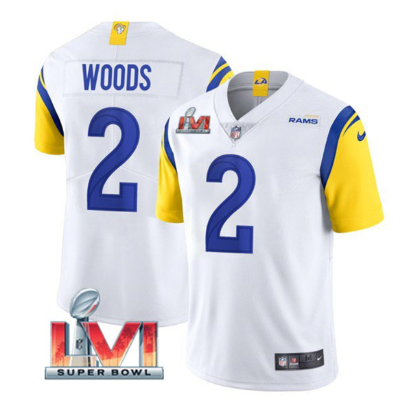 Men's Los Angeles Rams #2 Robert Woods White 2022 Super Bowl LVI Vapor Limited Stitched Jersey