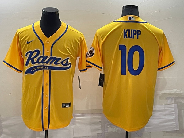 Men's Los Angeles Rams #10 Cooper Kupp Yellow Cool Base Stitched Baseball Jersey