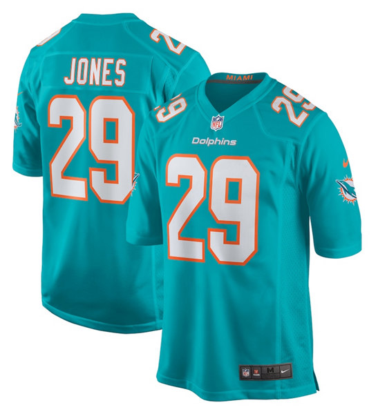 Men??s Miami Dolphins #29 Brandon Jones Aqua Stitched Football Jersey - Click Image to Close