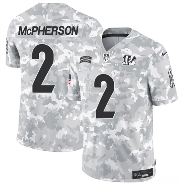 Men's Cincinnati Bengals #2 Evan McPherson Arctic Camo 2024 F.U.S.E. Salute to Service Limited Football Stitched Jersey