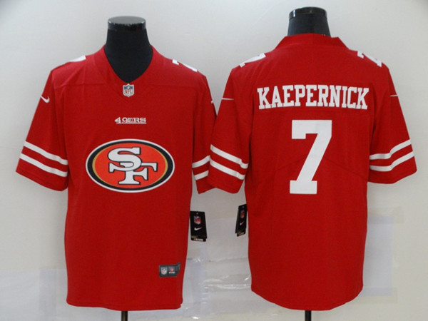 Men's San Francisco 49ers #7 Colin Kaepernick Red 2020 Team Big Logo Limited Stitched NFL Jersey