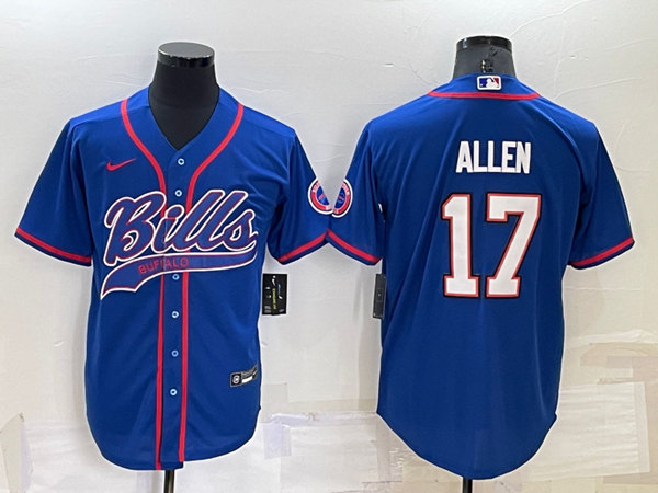 Men's Buffalo Bills #17 Josh Allen Royal Cool Base Stitched Baseball Jersey - Click Image to Close