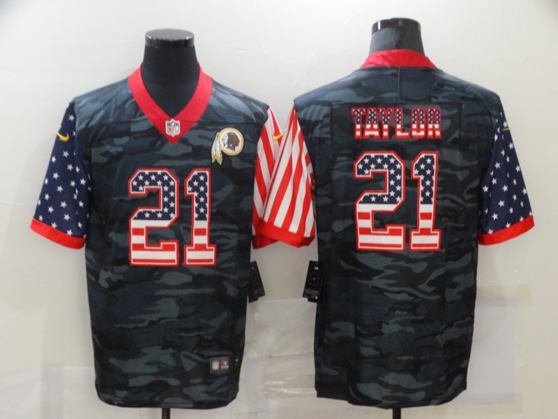 Men's Washington Football Team #21 Sean Taylor 2020 Camo USA Flag Limited Stitched NFL Jersey