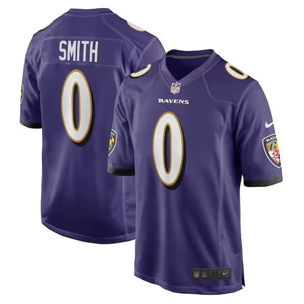 Men's Baltimore Ravens #0 Roquan Smith Purple Stitched Game Jersey - Click Image to Close