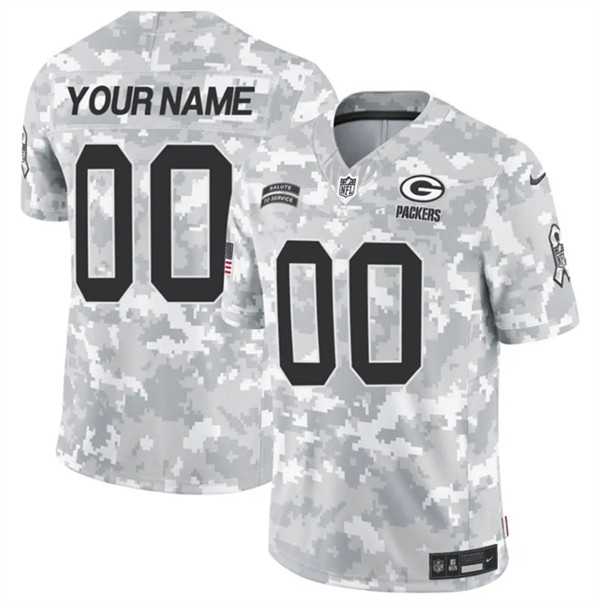 Men's Green Bay Packers Active Player Custom Arctic Camo 2024 F.U.S.E. Salute to Service Limited Football Stitched Jersey