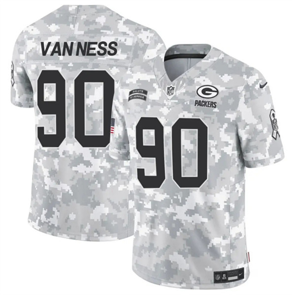 Men's Green Bay Packers #90 Lukas Van Ness Arctic Camo 2024 F.U.S.E. Salute to Service Limited Football Stitched Jersey