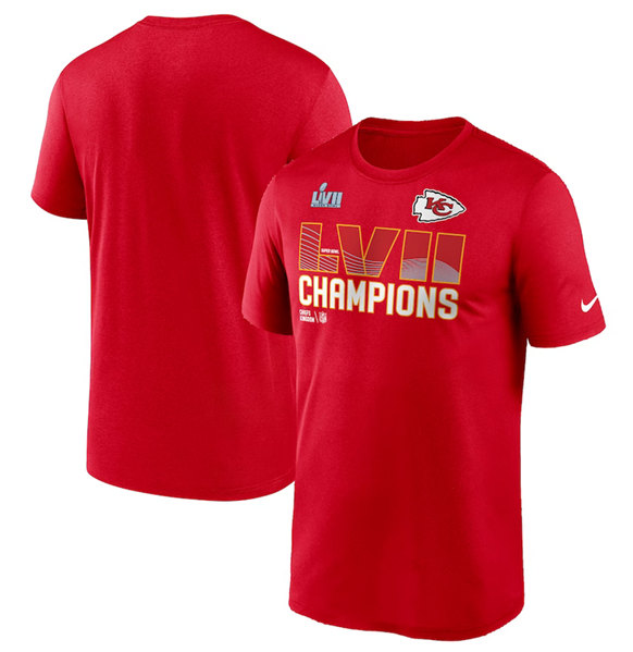 Men??s Kansas City Chiefs Red Super Bowl LVII Champions Essential T-Shirt