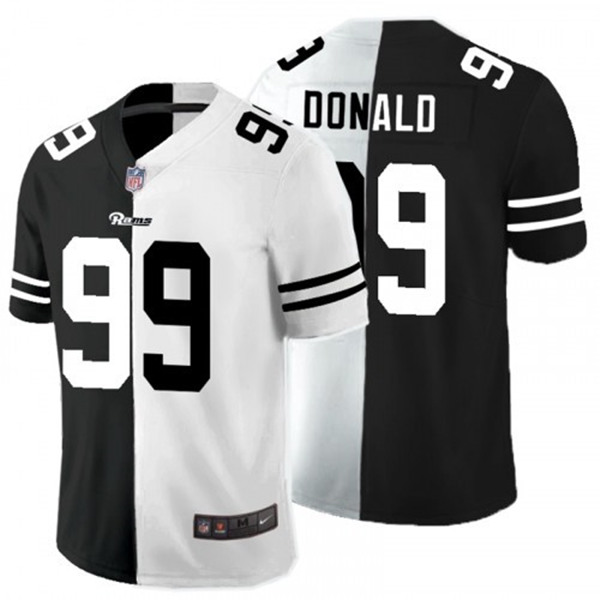 Men's Los Angeles Rams #99 Aaron Donald Black White Split 2020 Stitched Jersey