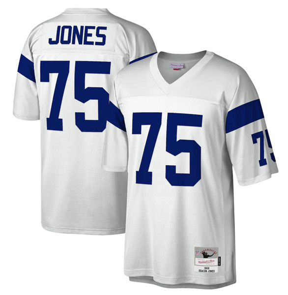 Men's Los Angeles Rams #75 Deacon Jones White Stitched NFL Jersey - Click Image to Close